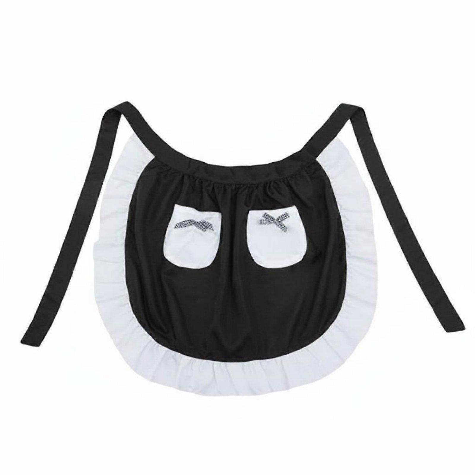 Short Server Apron with Pockets Cute Design Ruffled Half Apron