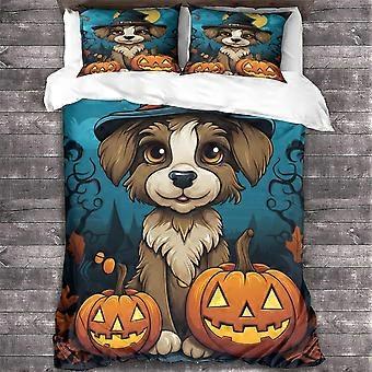 uihh1963 LikeEj Dog Duvet Cover Animal Print Design Bedding Set Soft Microfiber with Zipper Closure Halloween Quilt Cover Pillowcases Double