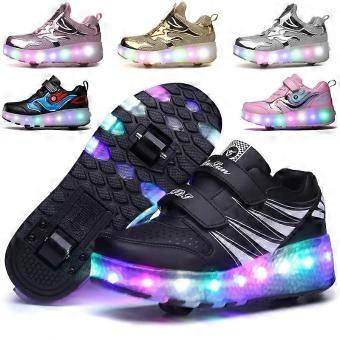New 2023 Kids Led Usb Charging Roller Skate Shoes With Wheel Shoes Light Up Roller Shoes Rechargeable Roller Sneakers For Girls Boys Children