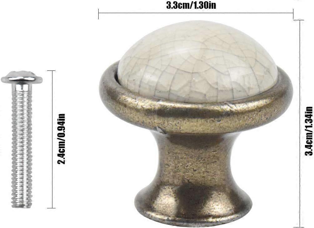 10PCS Vintage Cabinet Knobs, 33MM Ceramic Knobs, Vintage Shabby Chic Round Drawer Knobs, Kitchen Cabinet Cupboard Drawer Door Knobs Pull Handles for C
