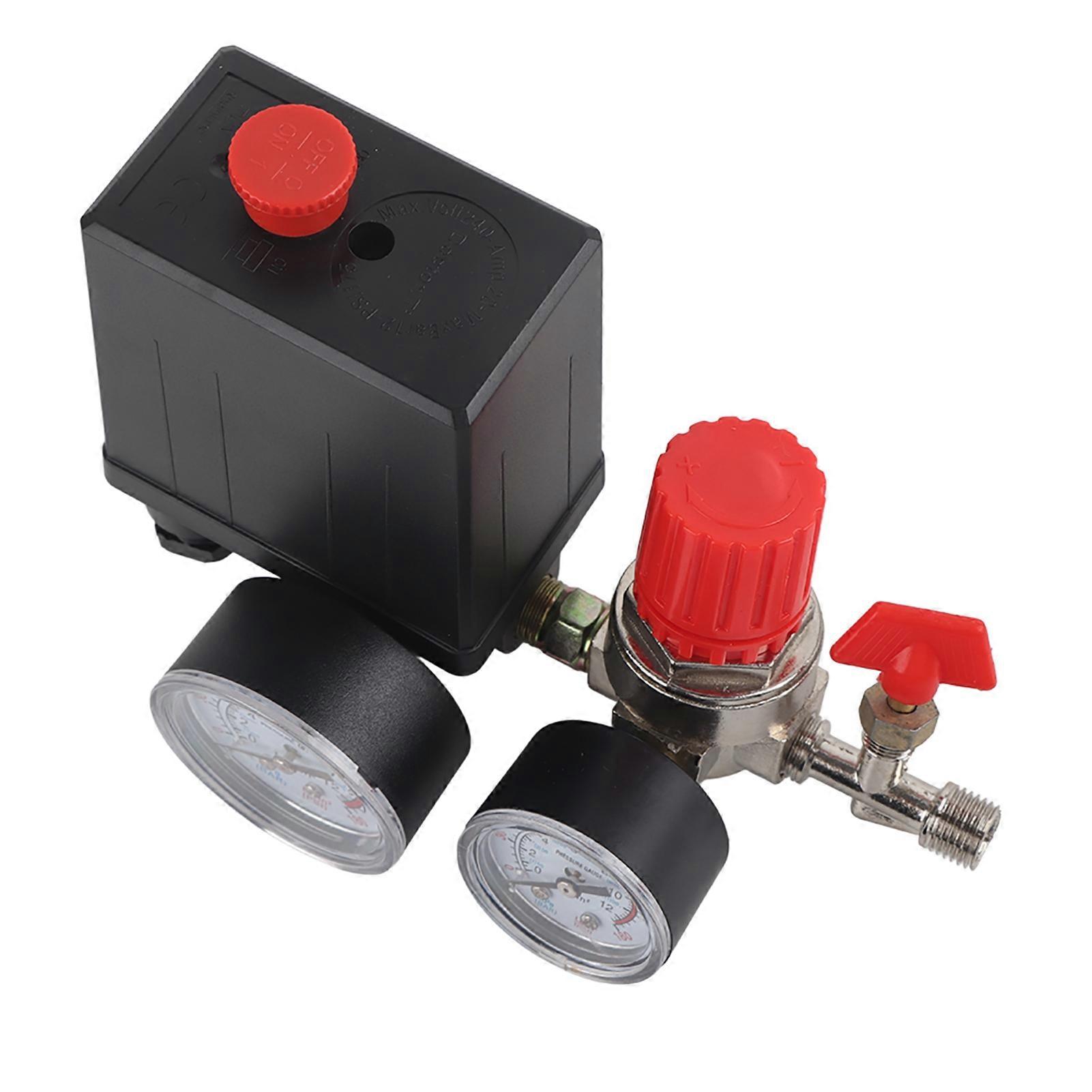 Small air compressor pressure regulator with gauges