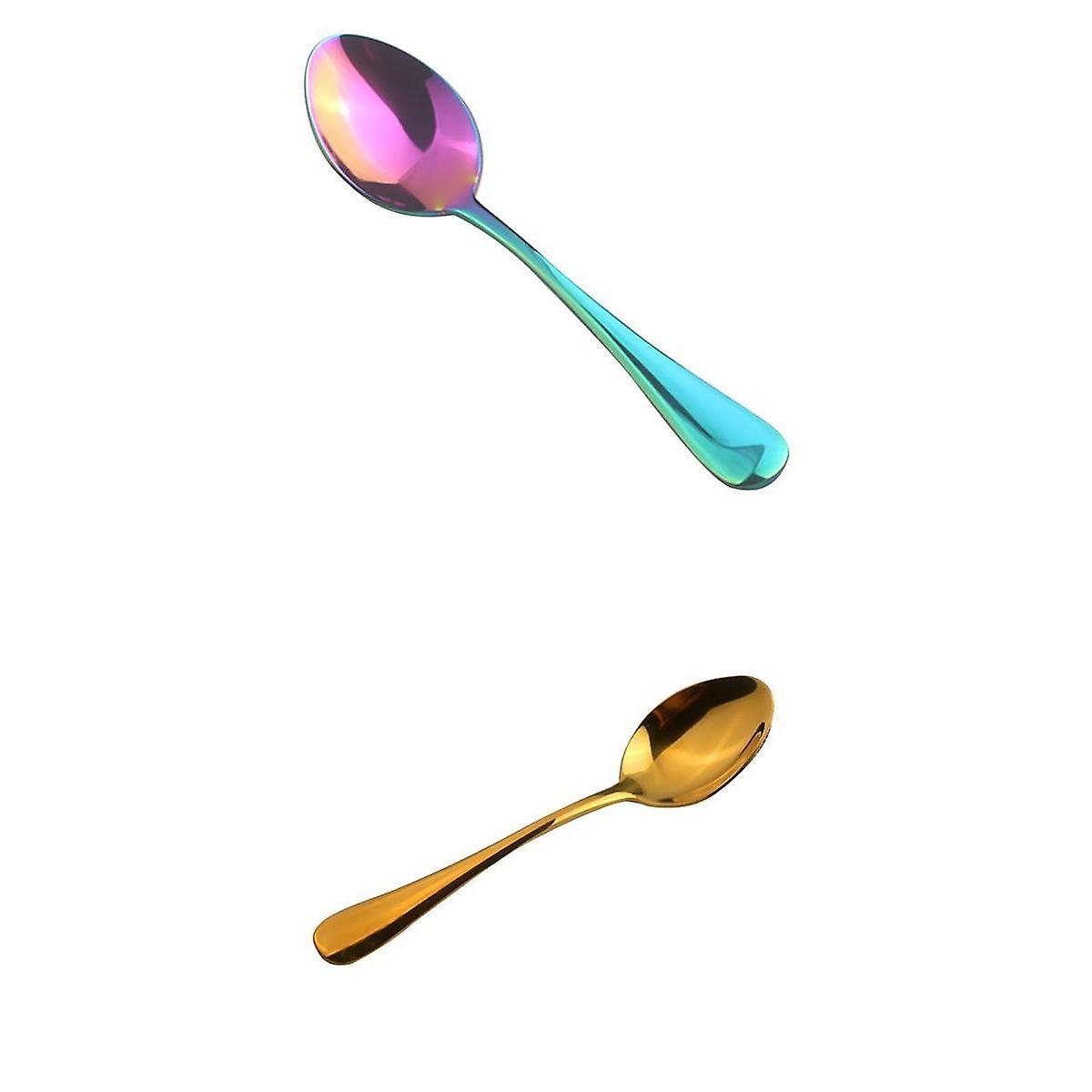 2pcs Stainless Steel Cutlery Table Dinner Soup Tea Spoon Tableware