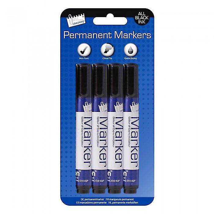 Just Stationery Chisel Tip Black Permanent Marker (Pack Of 4)