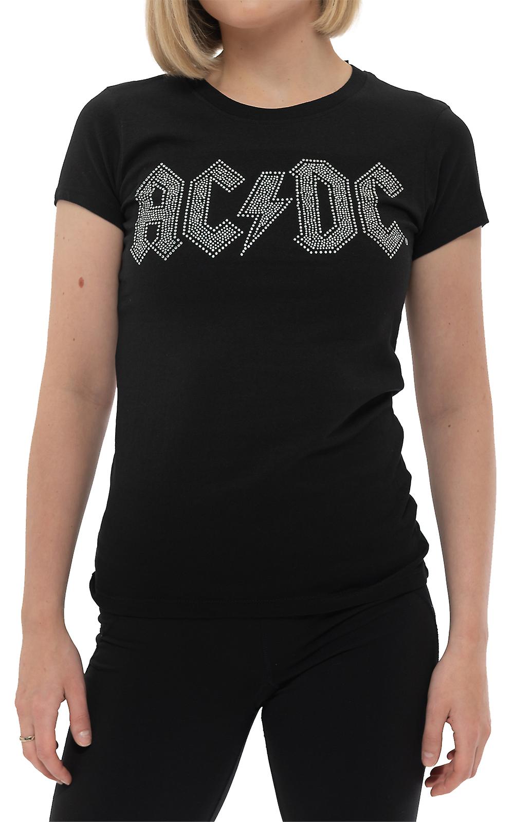 AC/DC Diamante Classic Band Logo Skinny Fit T Shirt | Fruugo US