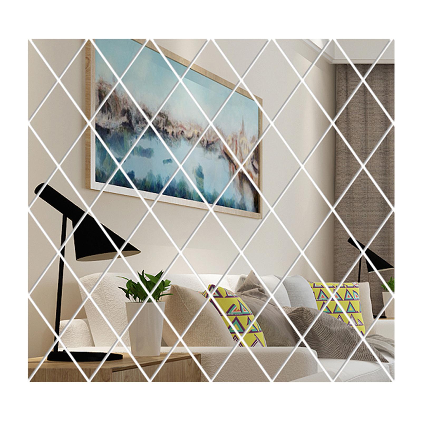 Wall Decals Wall Sticker Diamond Mirror Reflective Design Diy Wall Sticker