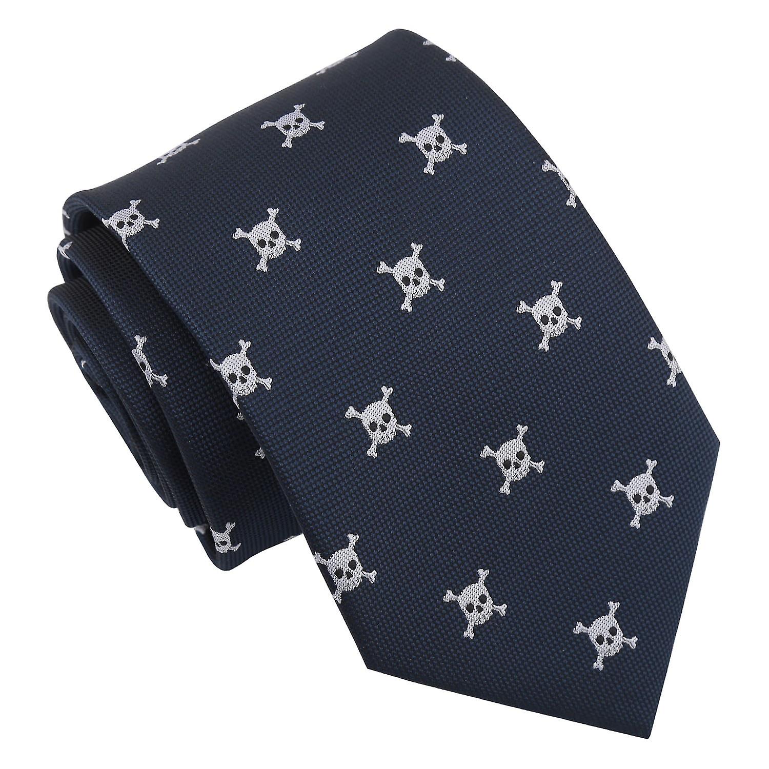 Navy Blue Skull Emoji Tie