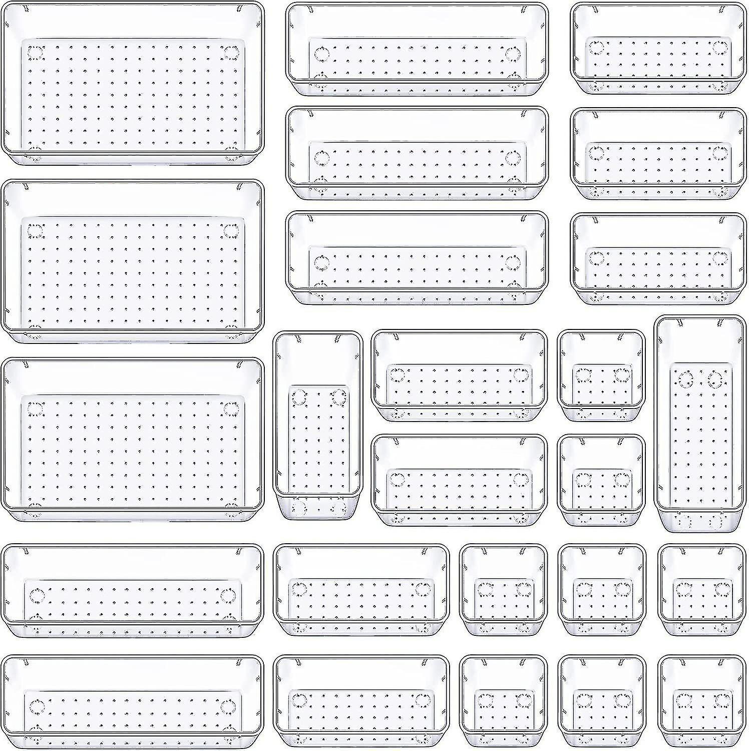 25 Pcs Clear Plastic Drawer Organizer For Makeup Kitchen, Bedroom, Office