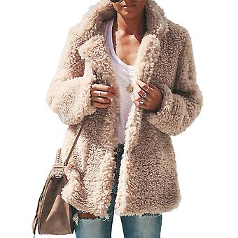 Damen Winter Plüsch Mantel Warm Flauschig Open Front Windbreaker Exquisites Geschenk für Damen Geburtstag
