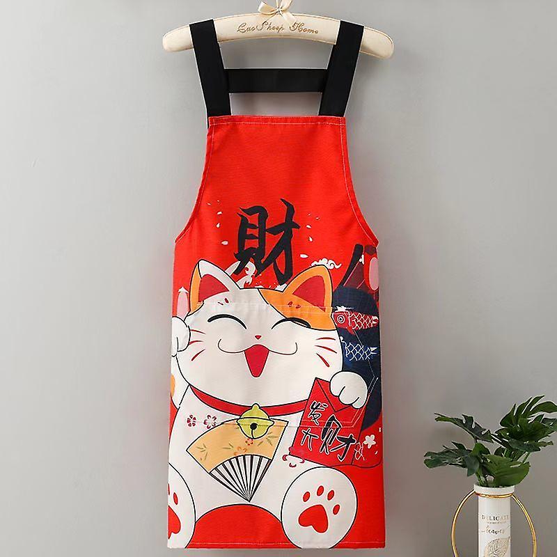 1pc Linen Canvas Apron: Oil-proof Wear-resistant Kitchen Apron - Chinese Style Cooking Apron