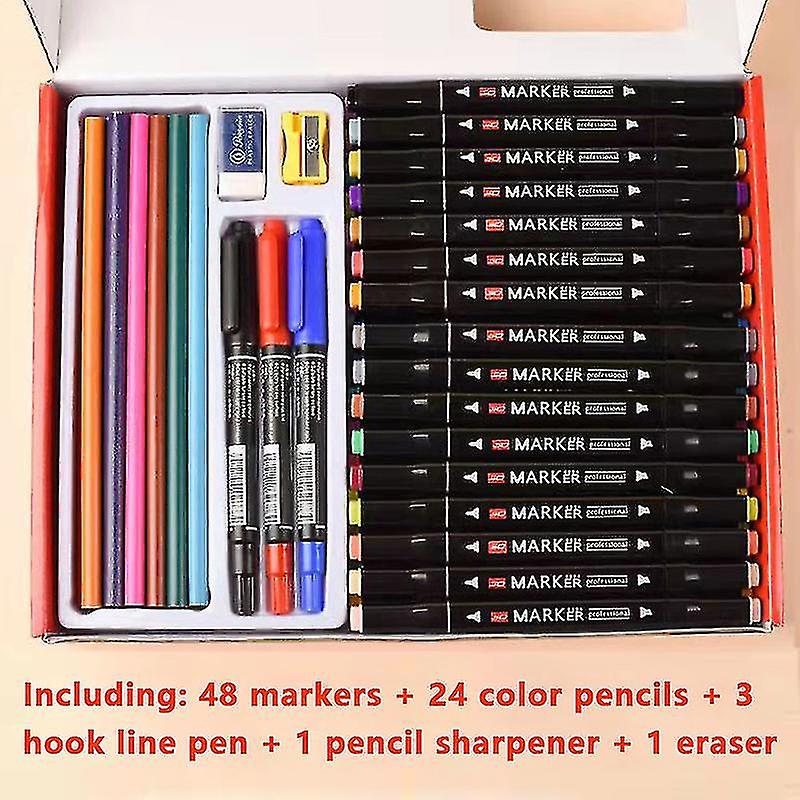 24-120 Color Double Headed Art Marker Pen Set For Draw Sketching Oily Based Markers Graffiti School Art Supplies Stationery