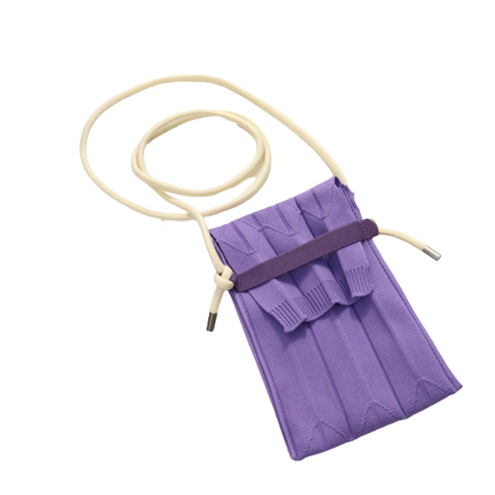 Ladies Pleated Knit Phone Bag Soft Polyester Lightweight Crossbody Bag