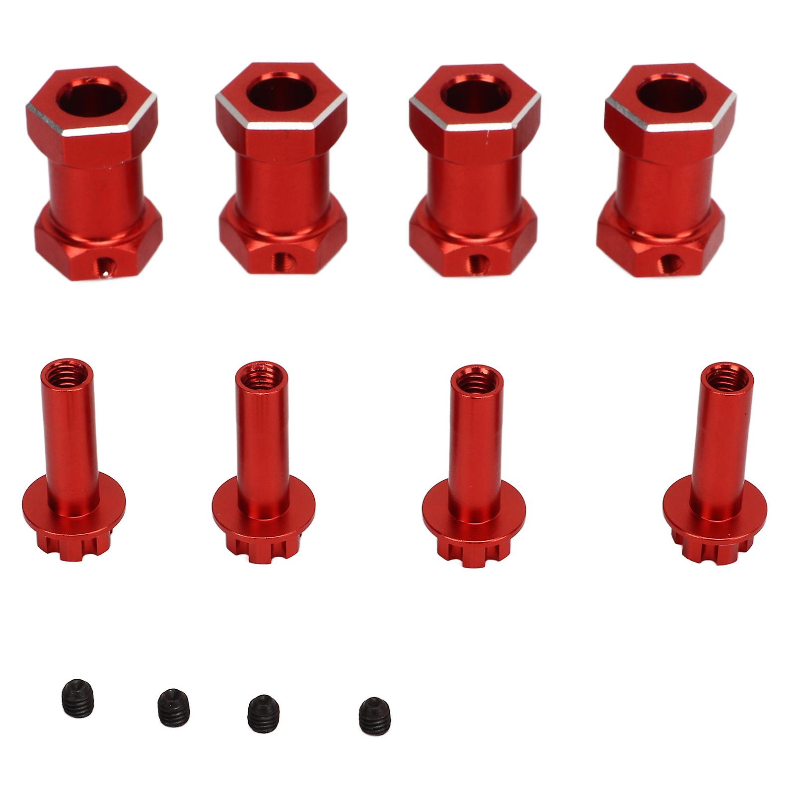 Qukaim RC Hex Extension Adapter RC Wheel Hex Hub Aluminum Alloy 12mm Hex Hubs Extension Combiner 4 Pcs for 1/10 RC Climbing Car, Red