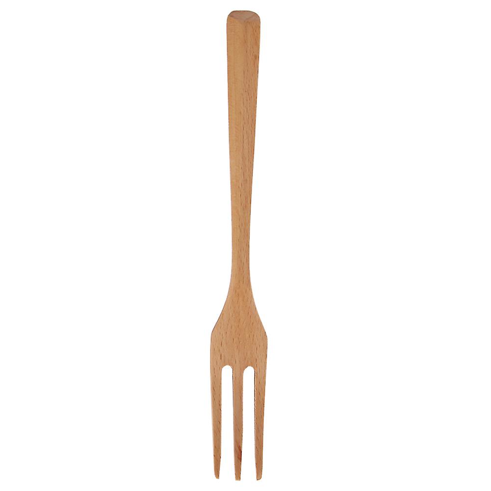 Natural Wooden Spoon and Fork Set Dessert Tableware for Kitchen Utensil(Fork )
