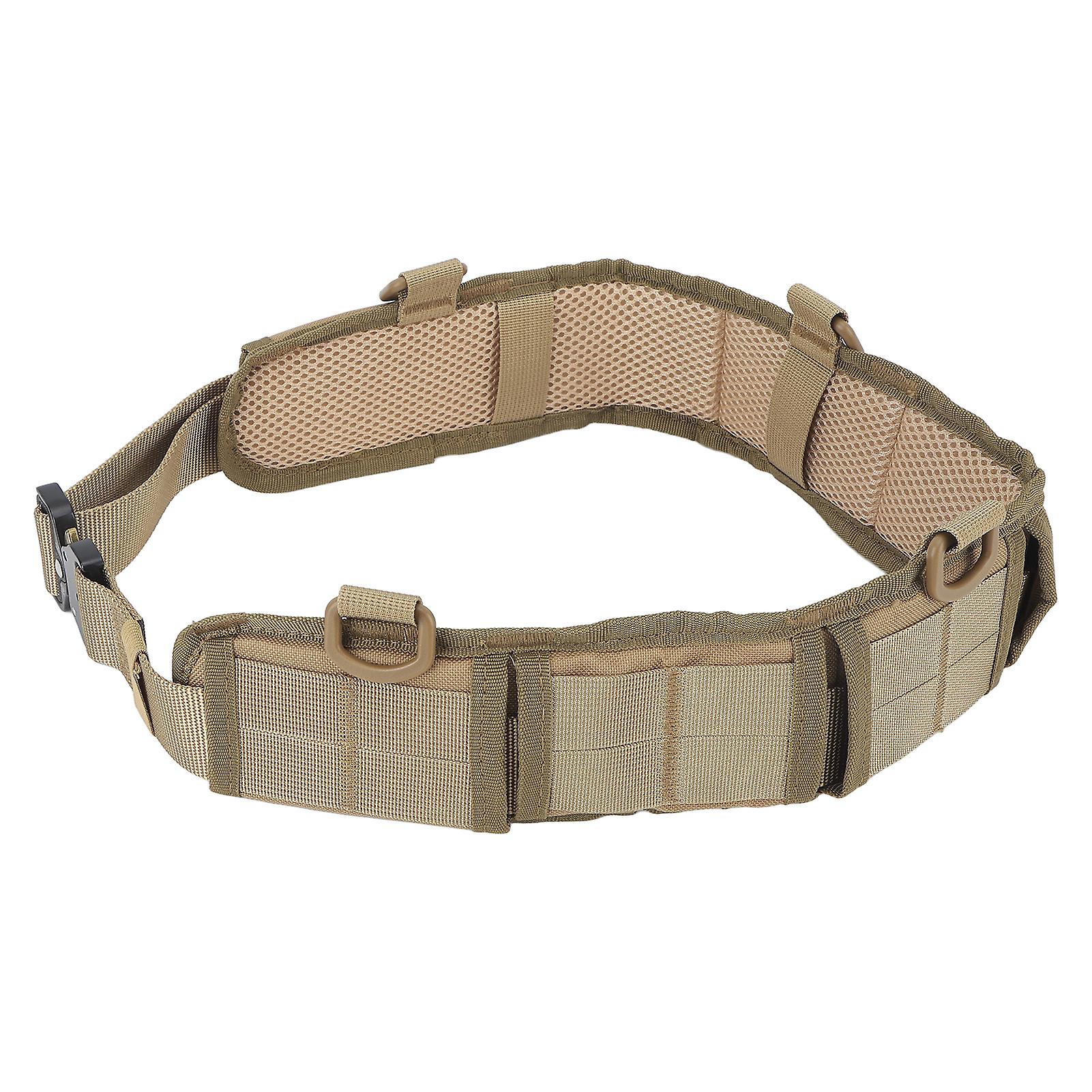 Battle Belt Waist Belt Multifunctional Quick Release Anti Slip Nylon Aluminium Alloy Buckle Wear Resistant Utility Belt for Hunting Shooting Khaki