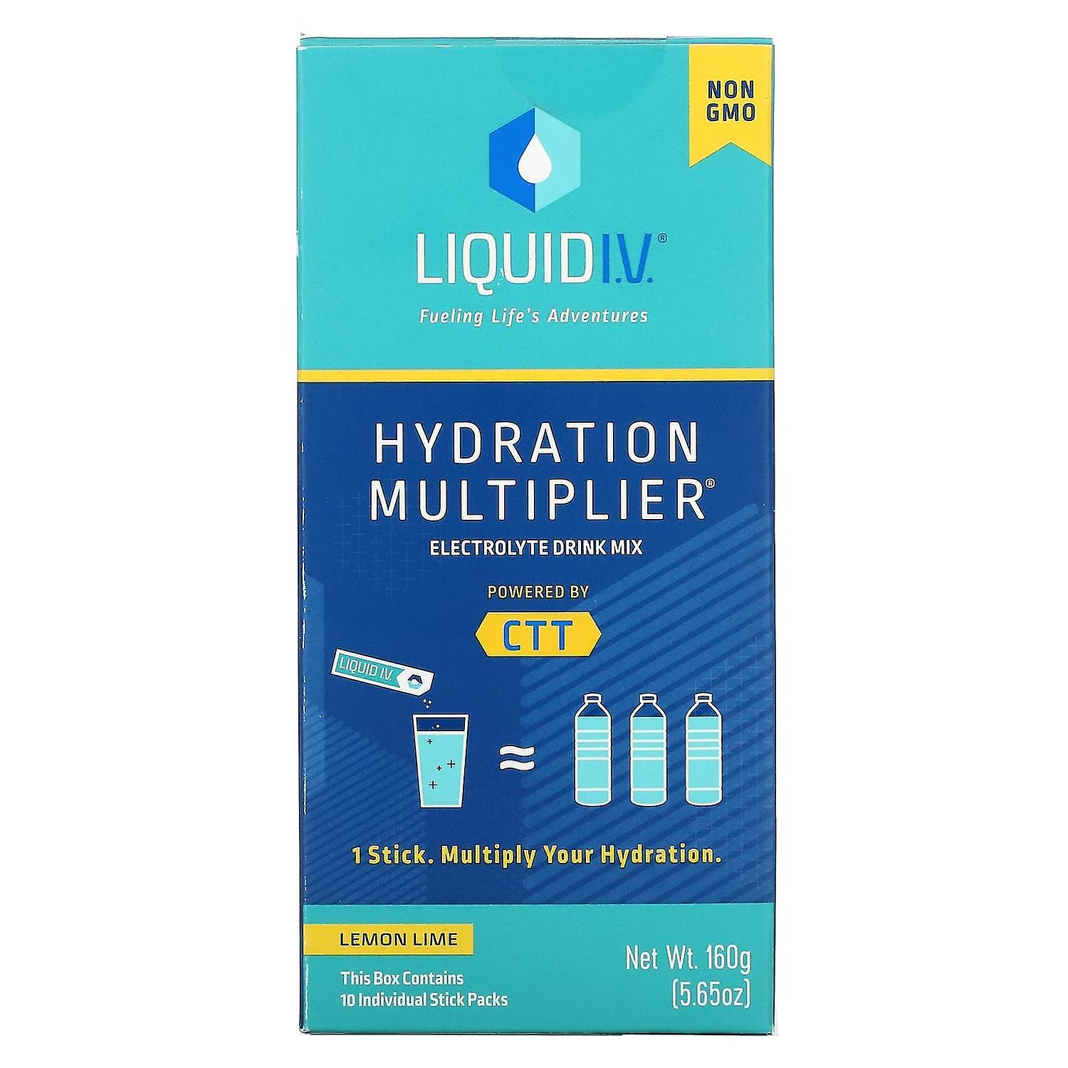 Liquid I.V., Hydration Multiplier, Electrolyte Drink Mix, Lemon Lime, 10 Individual Stick Packs, 0.5