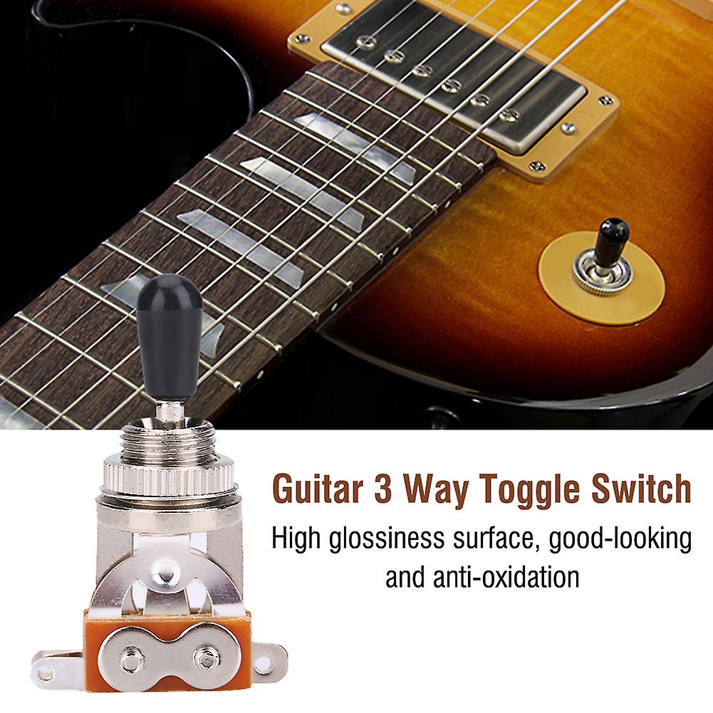 Way Toggle Switch with Black Tip Replacement Part for LP Style Electric Guitar (Silver)