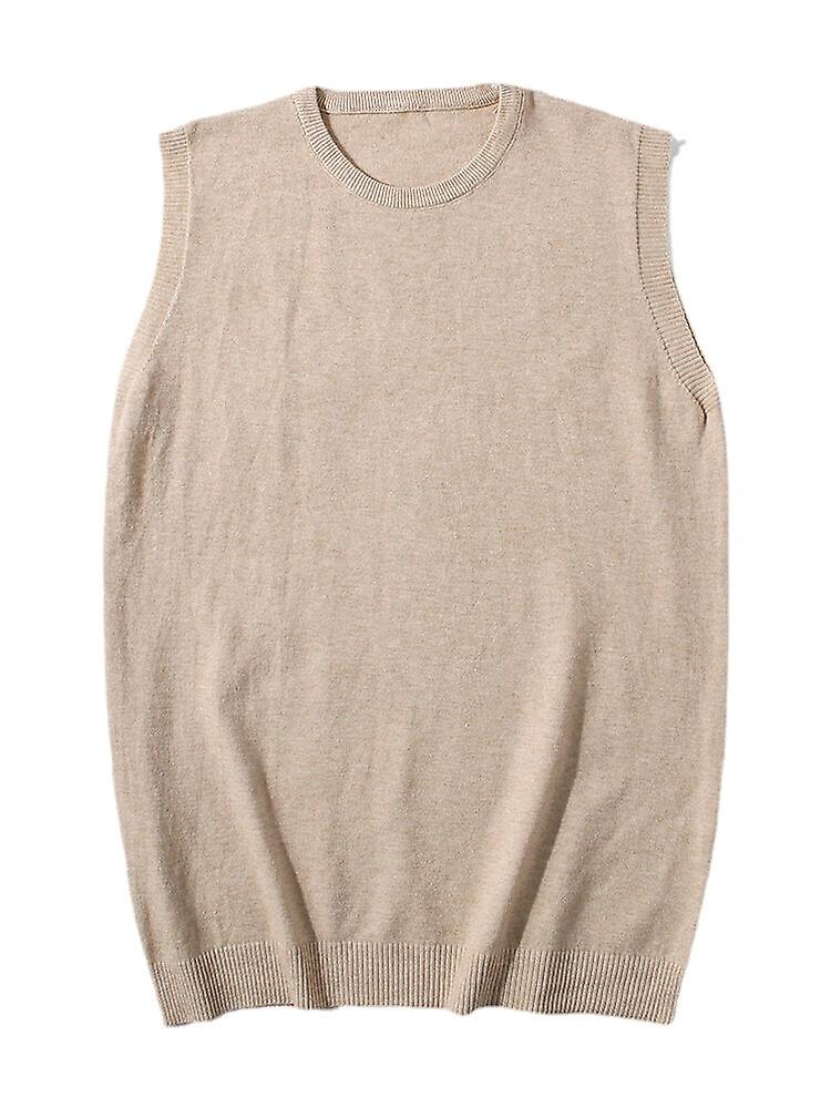 Men's Solid Color Crew Neck Sleeveless Knit Vests - Basic Style