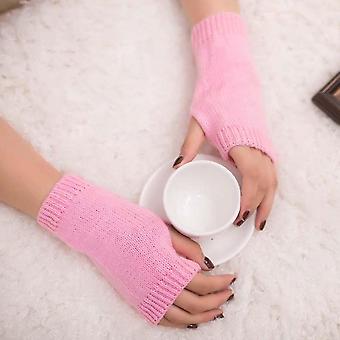 Gants d'hiver tricotés sans doigts pour femme et fille, doux et chauds