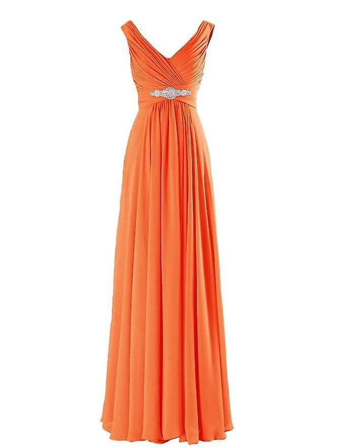 A-line V Neck Off Shoulder Diamonds Floor Length Bridesmaid Dresses