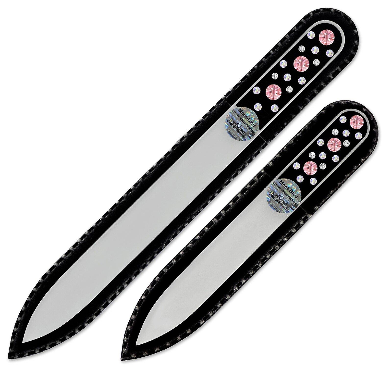 Set of 2 Glass Nail Files with crystals CN-MS - Light Rose - Crystal AB