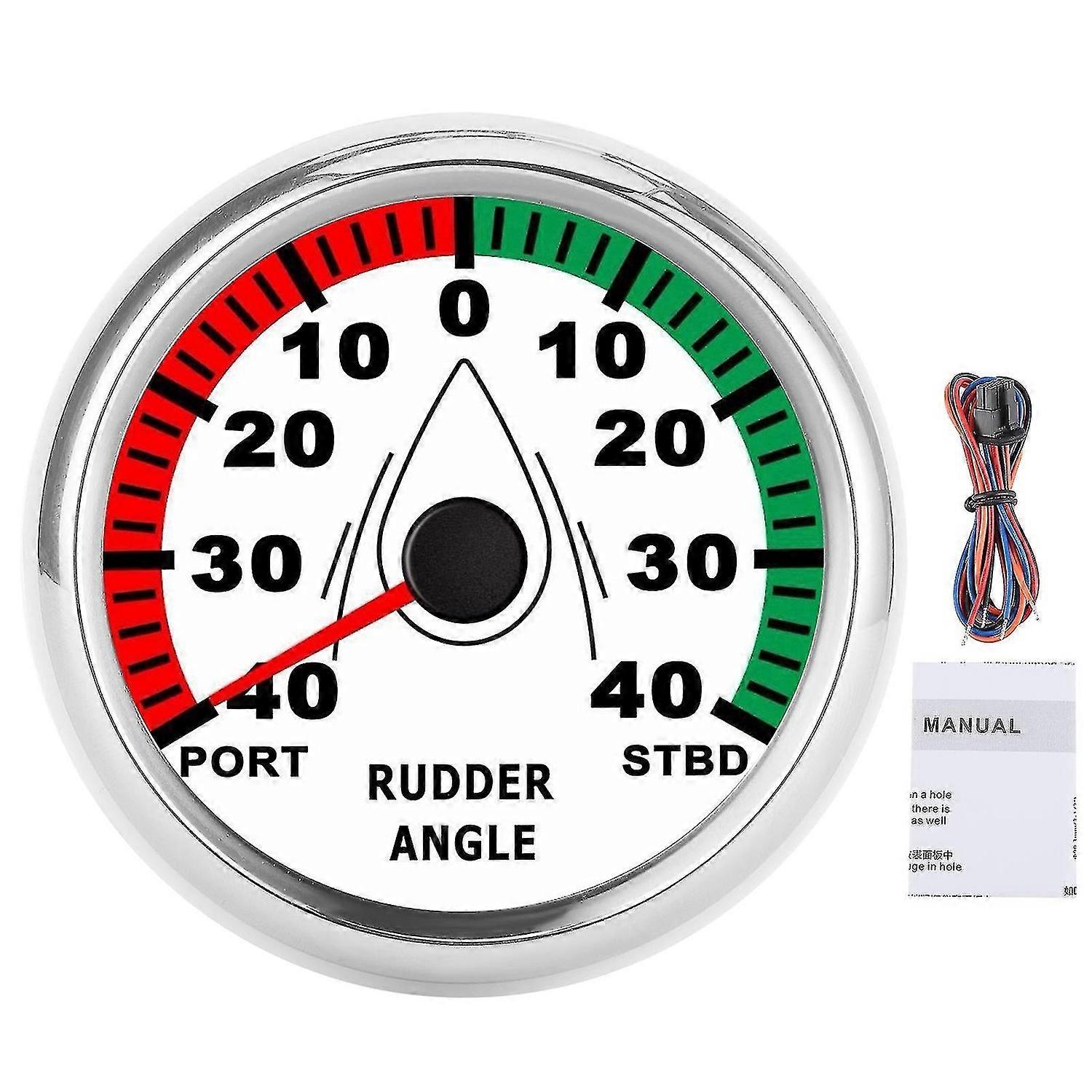 85Mm boat rudder angle meter ip67 waterproof multicolor backlit 932v direction adjustablewhite dial