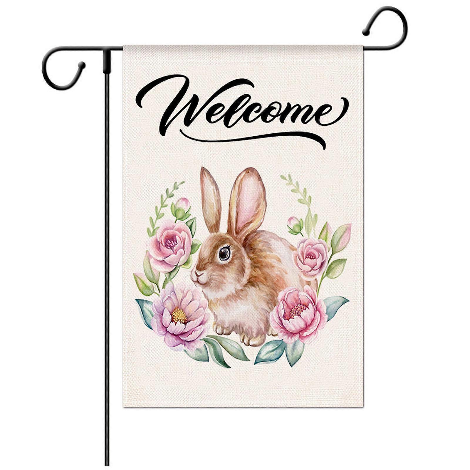  Easter Garden Flag Vertical Double Sided Printed Bunny Egg Flower Pattern for Ba