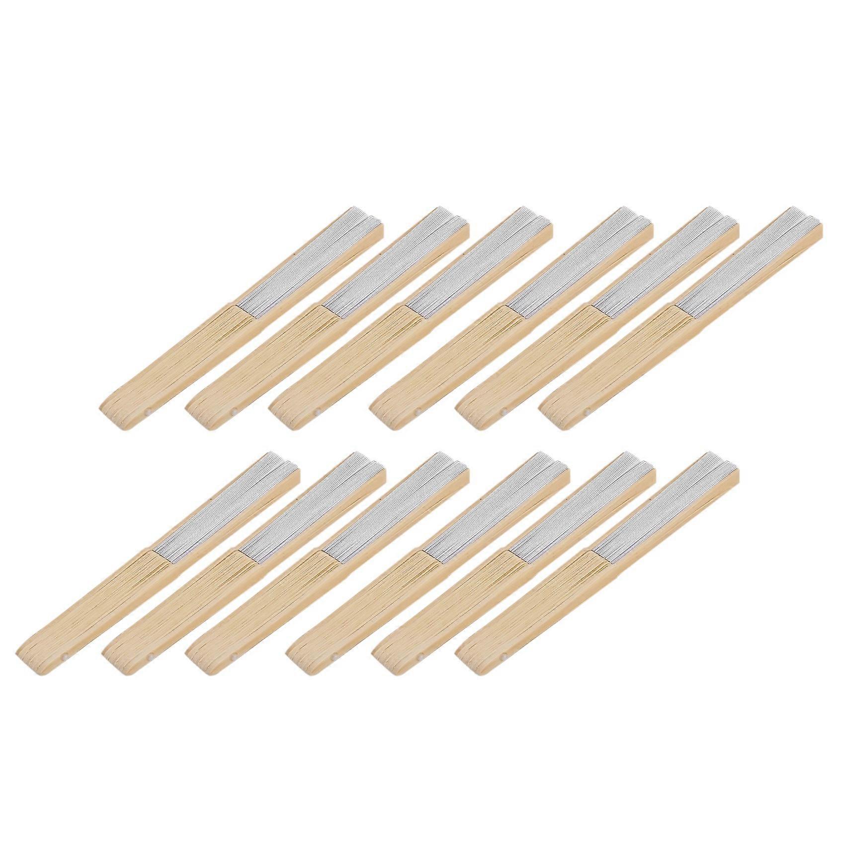 12 Pack Hand Fans White Paper fan Bamboo Folding Fans Handheld Folded Fan for Church Wedding Gift