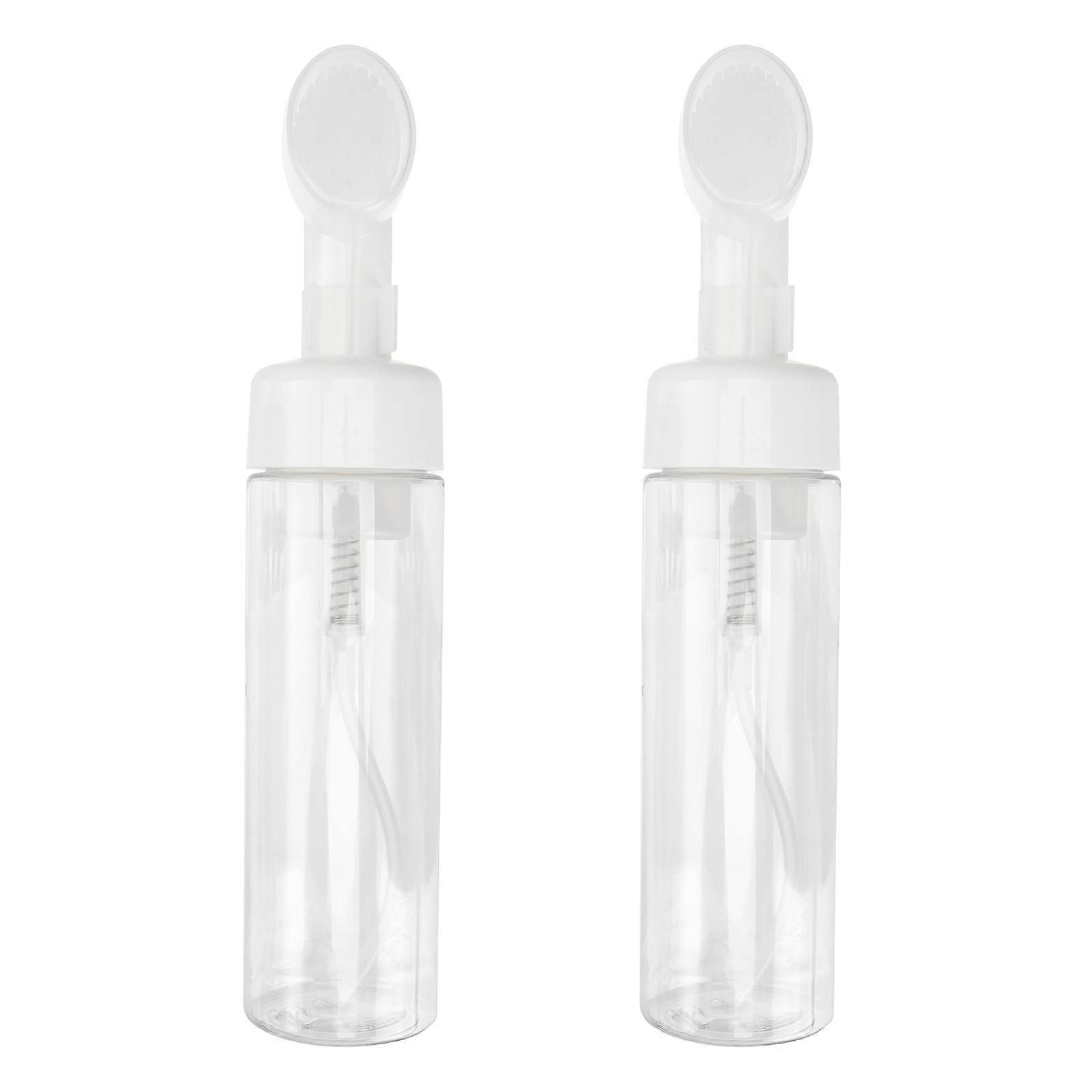 2pcs Transparent Plastic Foaming Bottles Portable Sub Bottles Brush Bottles