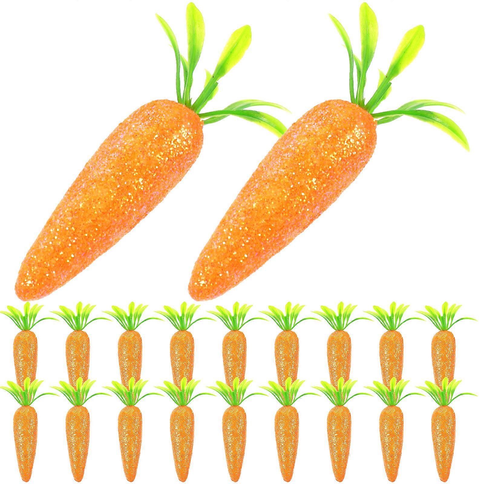 20Pcs Glitter Carrot Models Easter Carrot Decorations Easter Party Display Props Fake Carrot Model