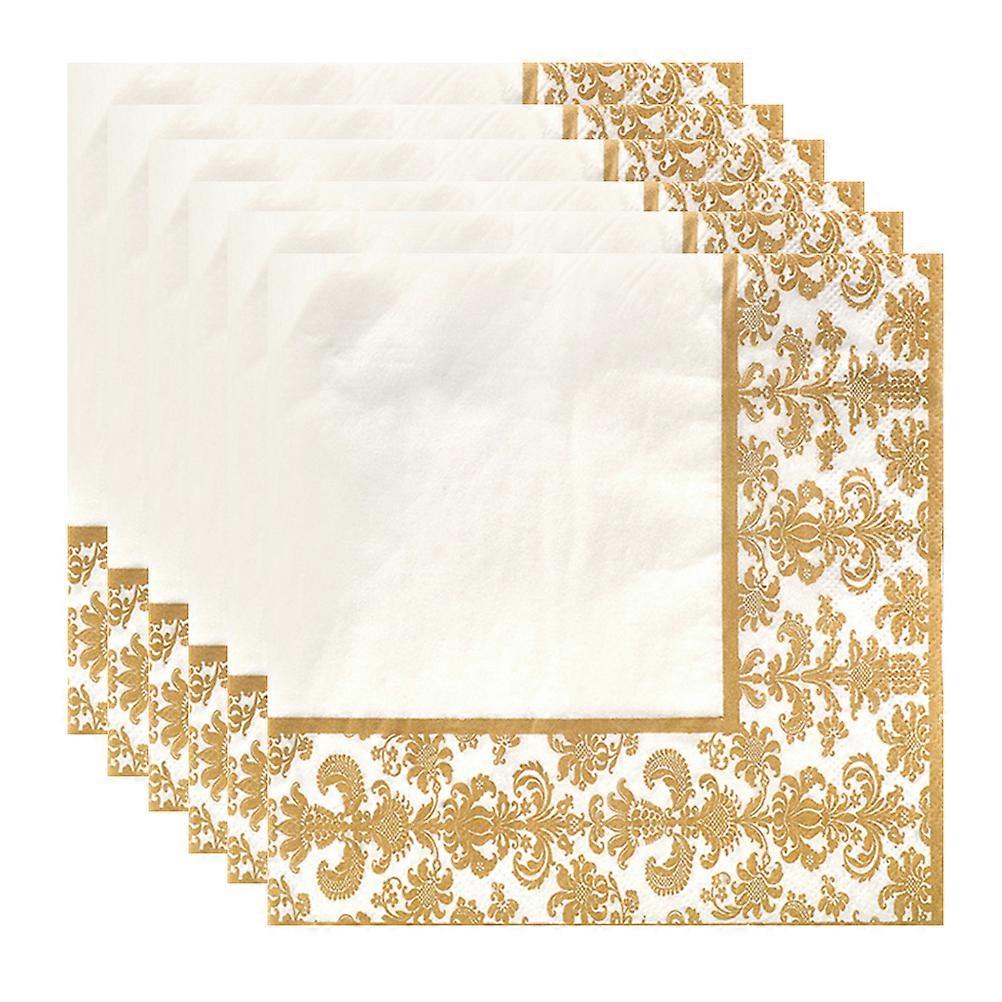 100 Pcs Gold Cocktail Serviettes de table Golden Paper Serviettes imprimées Serviette de table Restaurant Tissue Paper Serviette de table Utilisation quotidienne
