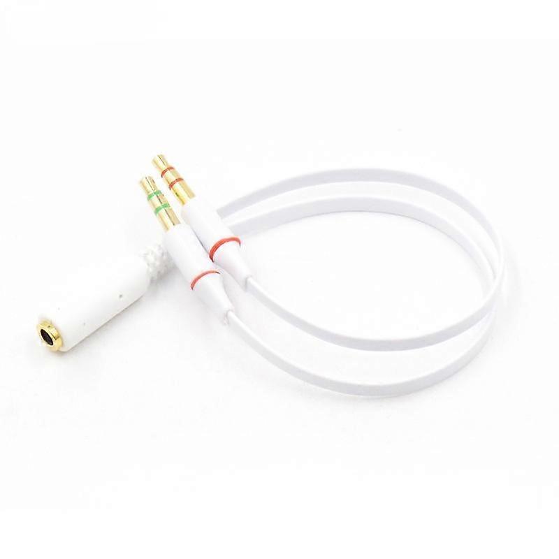 35mm Trrs Adapter 2 Macho 1 Fêmea Mini 35mm Jack 4 Pin Splitter Stereo Audio Microphone Flat Cable Socket Para 2 Conector de 3 pinos