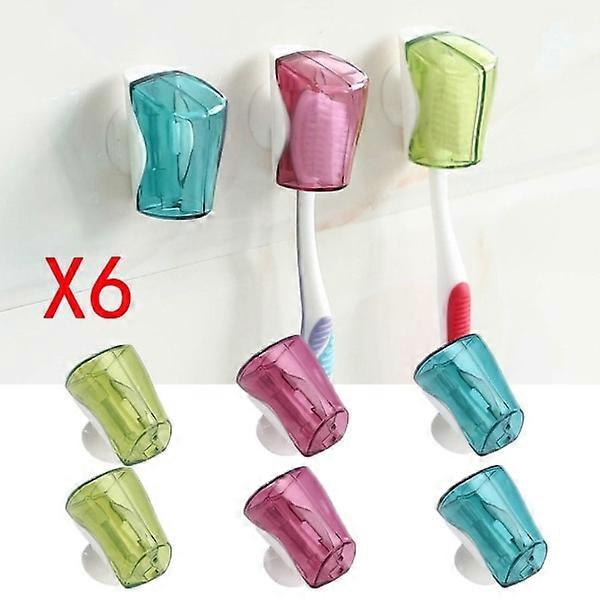 6pcs Toothbrush holder Cover Storage Wall bracket 6pcs
