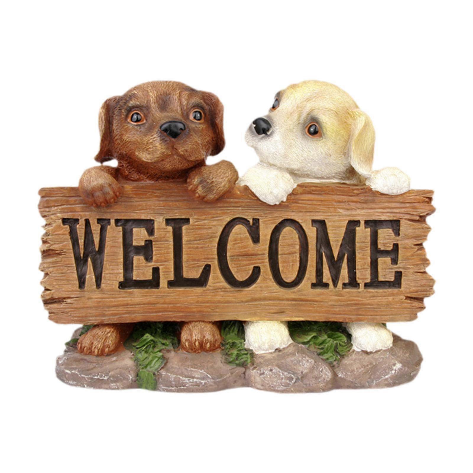 Dog Statue Funny Welcome Sign Garden Ornament for Garden Yard Balcony