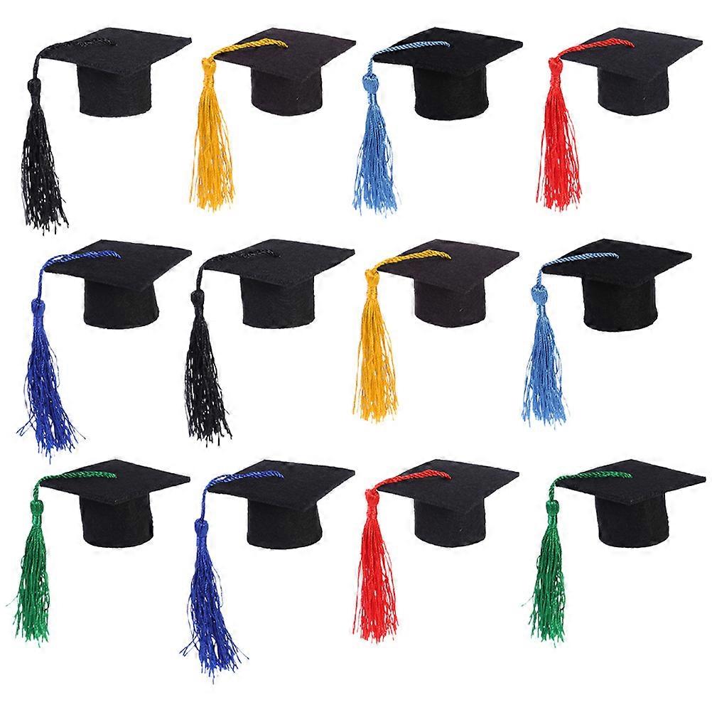 12 pcs Mini Cute Graduation Cap Party Graduation Hat for Wine Bottle Decor