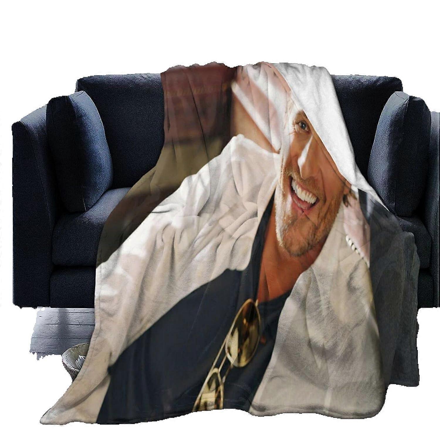 Matthew McConaughey Varm Blød Fleece Tæppe Til Sofa Kontor Bil Seng Camping Hyggelig Plys Tæppe Strand D171 Justerbar Størrelse Helfarvet Cas
