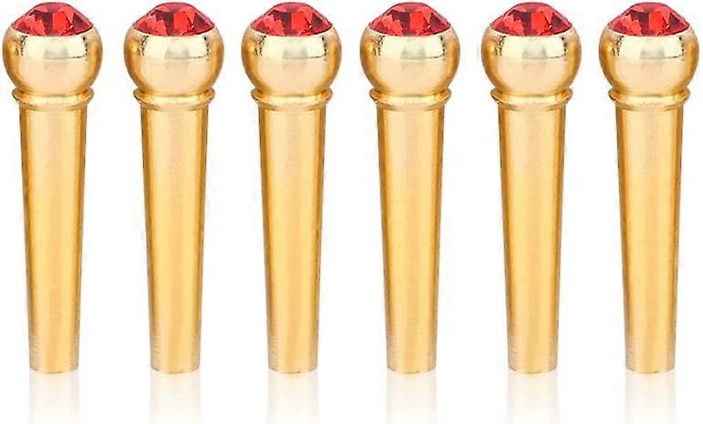 6-pack stallstift för gitarr, mässingsstift för stallstift med kristallglasprick för akustisk gitarr (vit)
