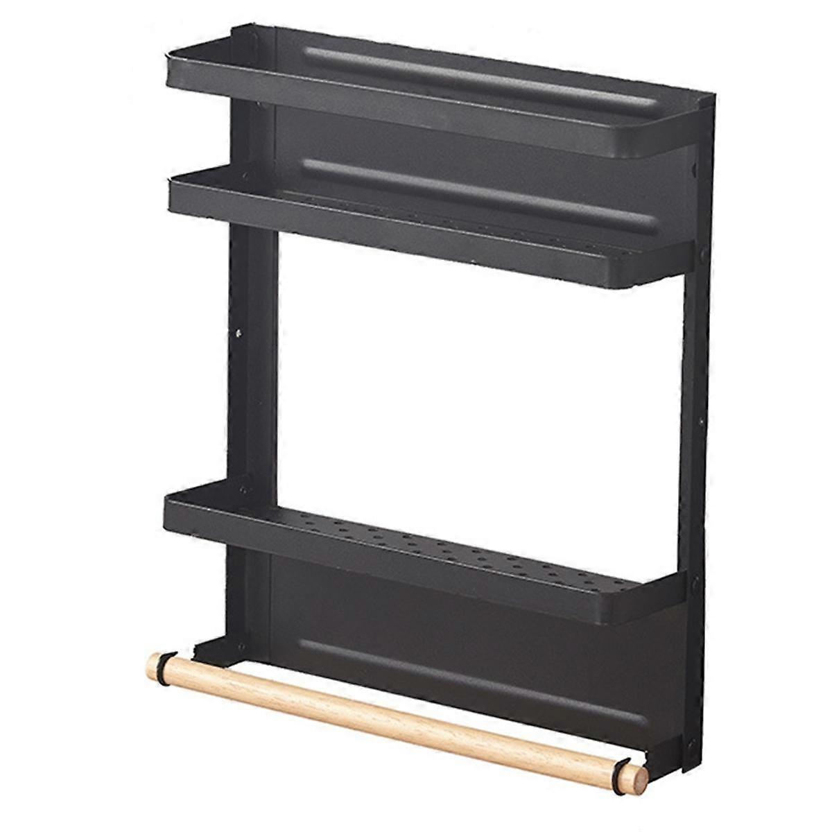 1PCS Hanging Fridge Shelf Spice Rack Wall Shelf Refrigerator Shelf (Black)