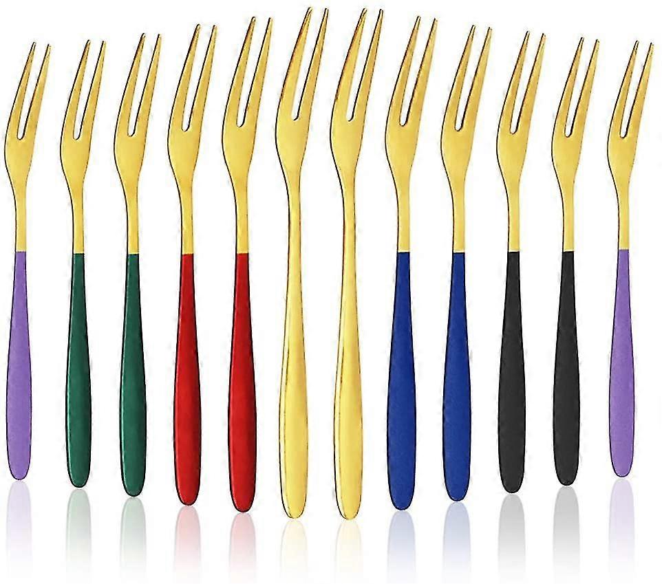 12 Fruit Cake Forks,Dessert Forks,Colorful Mini Pastry Fork For Cake