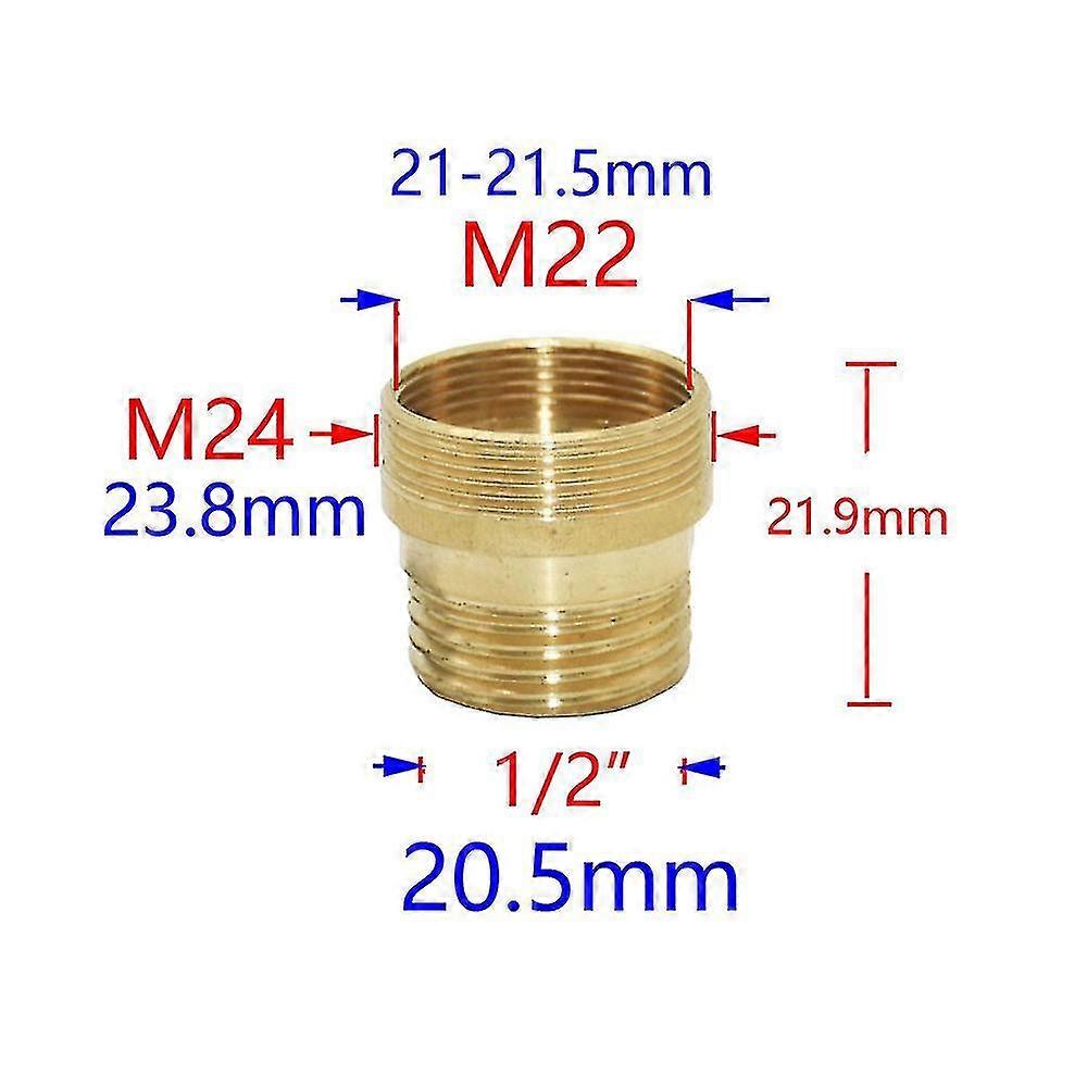Brass 1/2" To M22 M24 M14 M20 Thread Connector Garden Household Faucet Adapter Durable Joint Coupler Fittings 1pc-Excellence