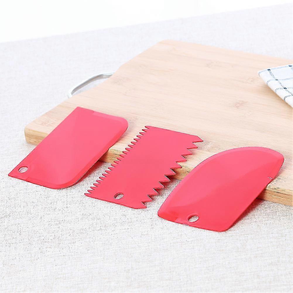 3 Pcs Plastic Cake Scraper Spatula Set Pastry Dough Fondant Cream Cake Edge Side Decorating Comb And Icing Smoother Cutters By Koksi