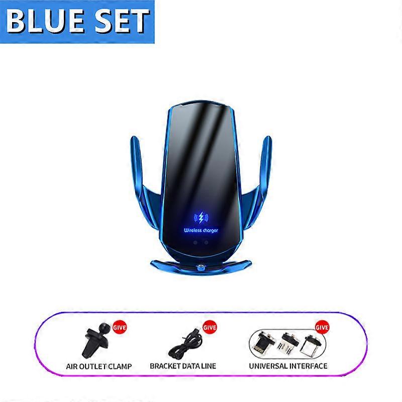 Car Wireless Charger Magnetic Auto Car Mount Phone Holder For iPhone Samsung Xiaomi Infrared Induction 15W Fast Charging Stationblue