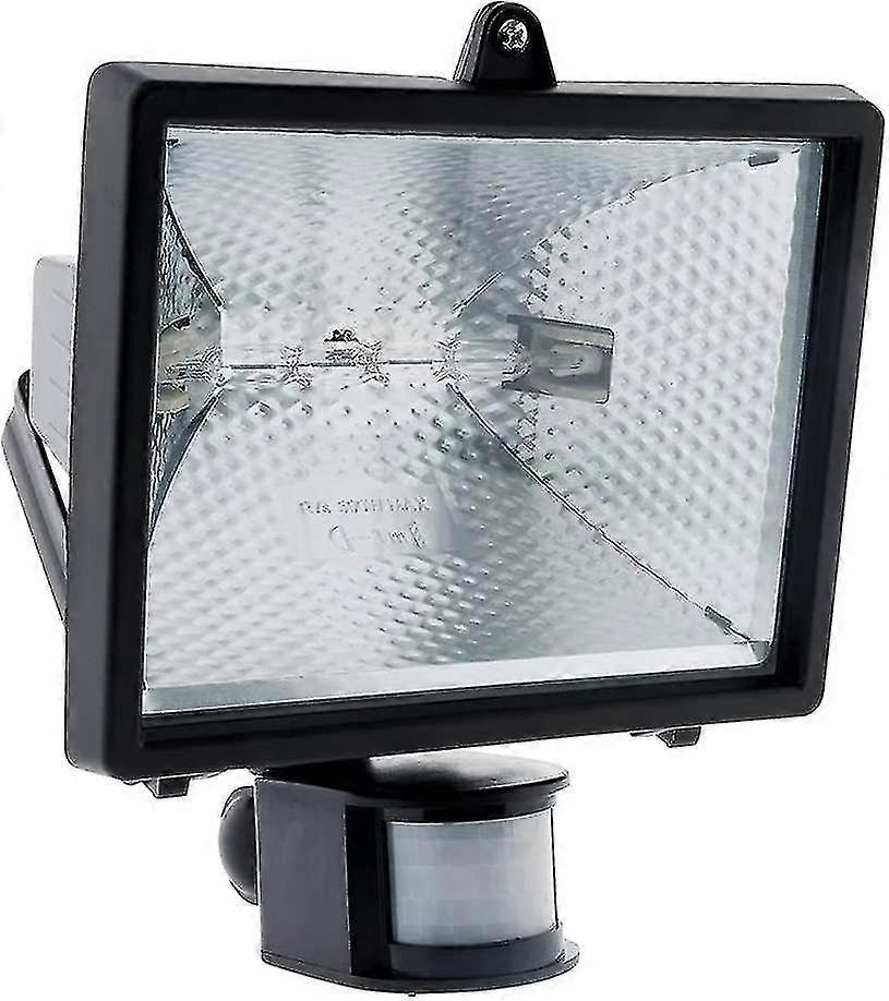 400w Black Halogen Floodlight With Detector - Ip44 Ce