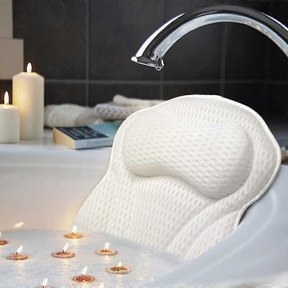 Bath & Spa Cushion With 4d Air Mesh Technology And 6 Suction Cups Head Support