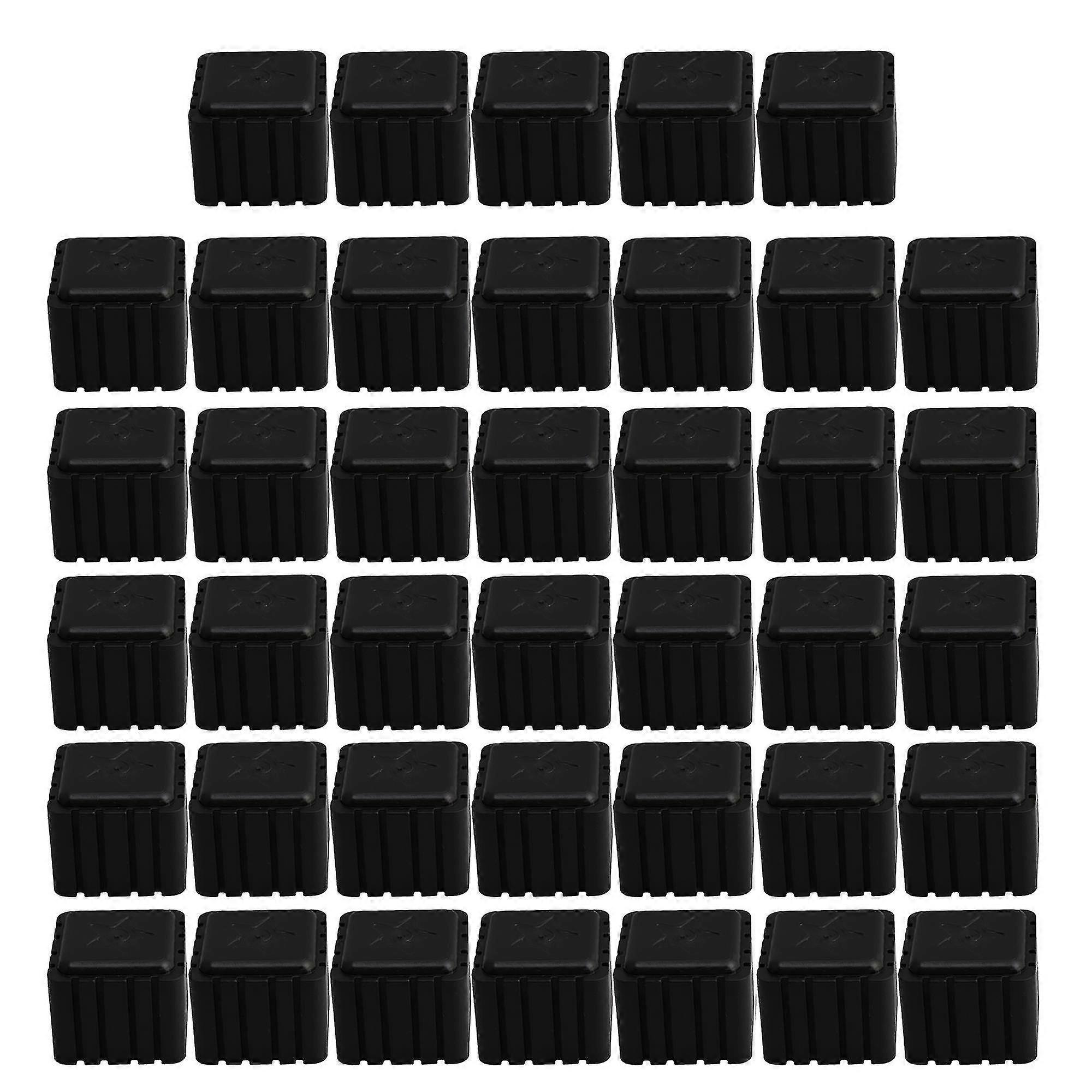 40pcs Black Square Rubber Chair Table Feet Furniture Cover Caps 2x2cm