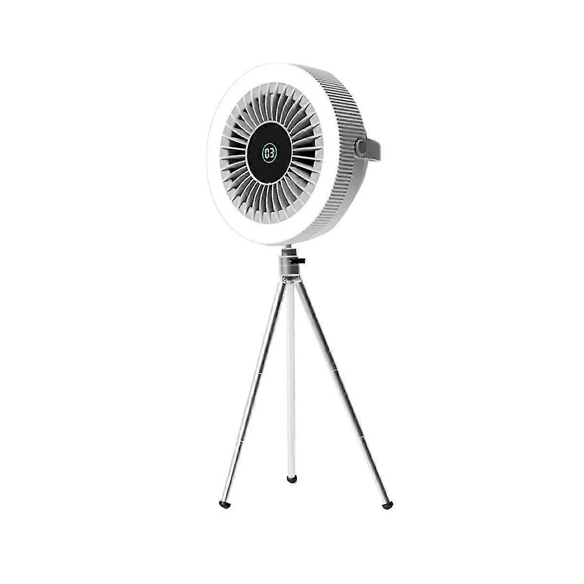 4000mah Camping Tripod Fan Light Usb Rechargeable Mini Fan Multi-function Digital Display Portable