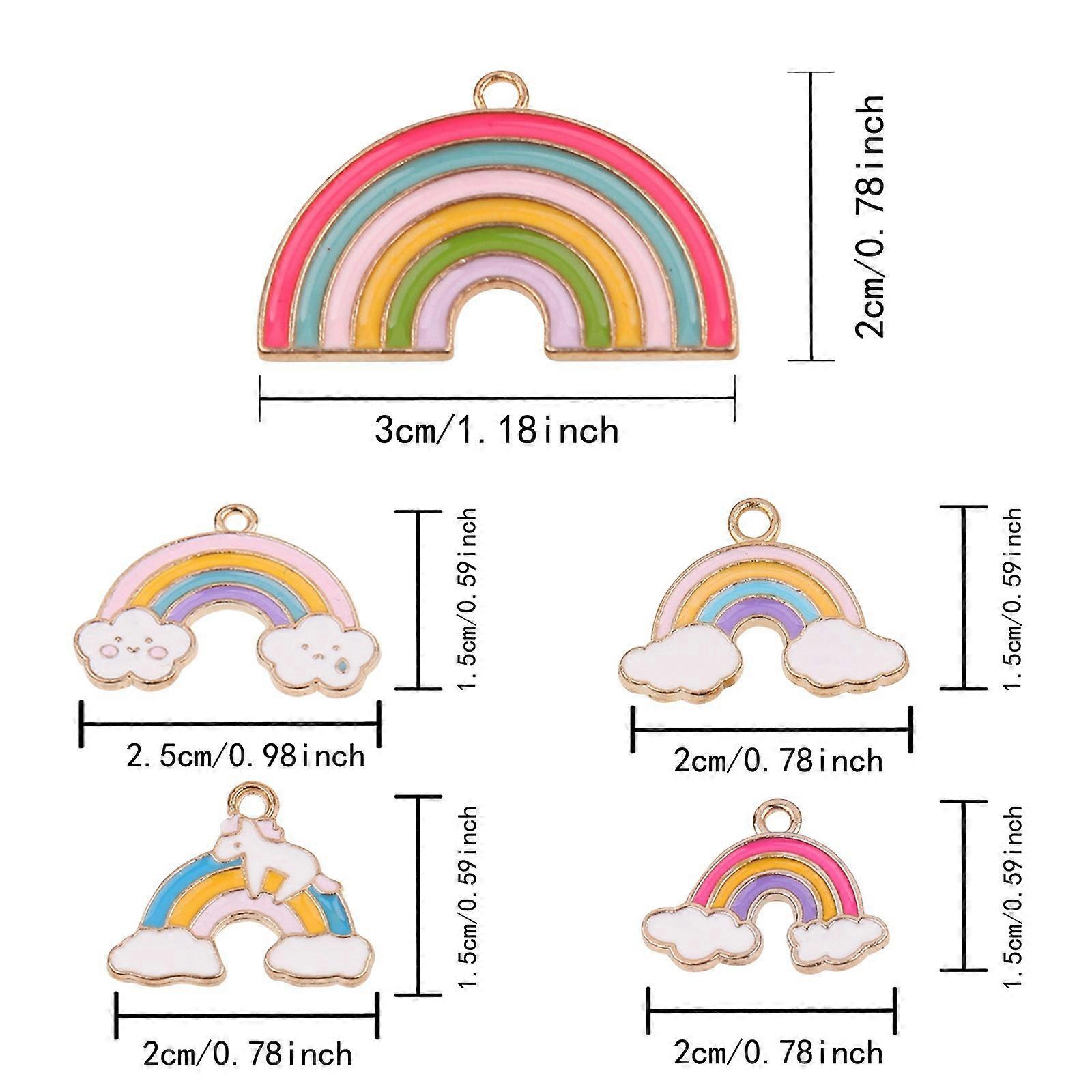 Children's rainbow pendant necklace 5pcs