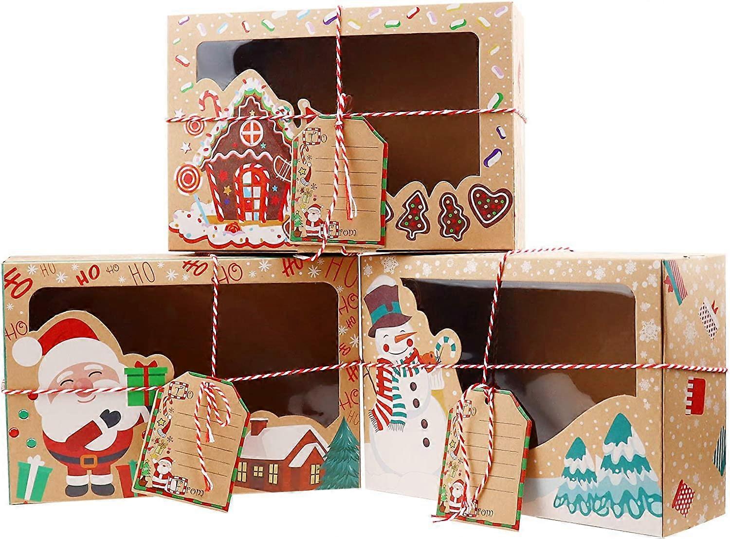 12Pcs Christmas Cookie Gift Boxes with Clear Window