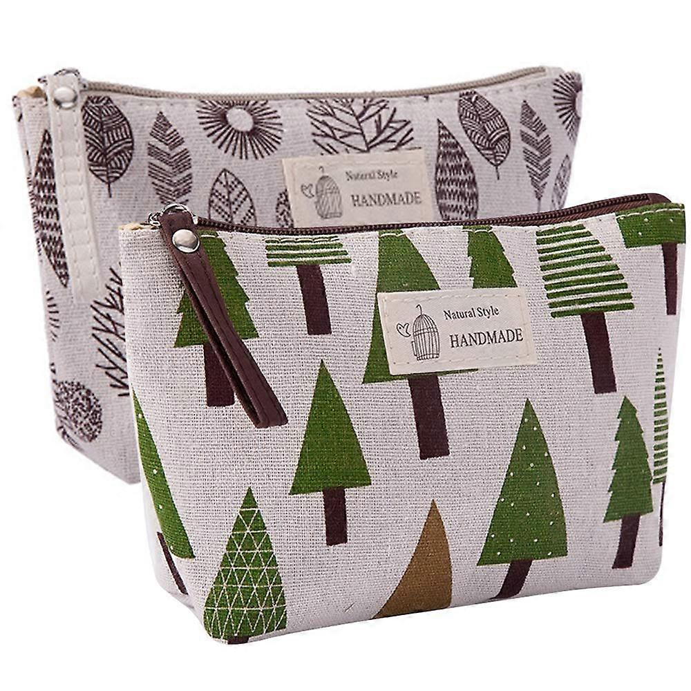 2 stuks Womens en meisjes grappige Canvas make-up tas ruime make-up tas Pouch portemonnee handtas met rits (Style-7)