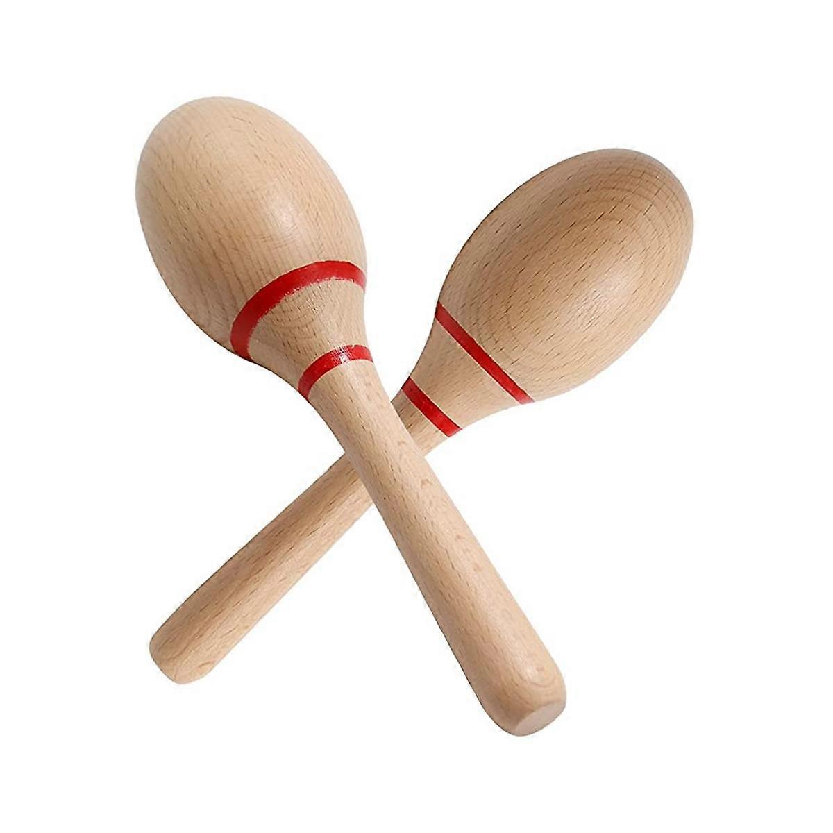 8Inch Hand Percussion Rattles, Beech Wood Rumba Shakers, Latin Musical Instrument for Games Party F