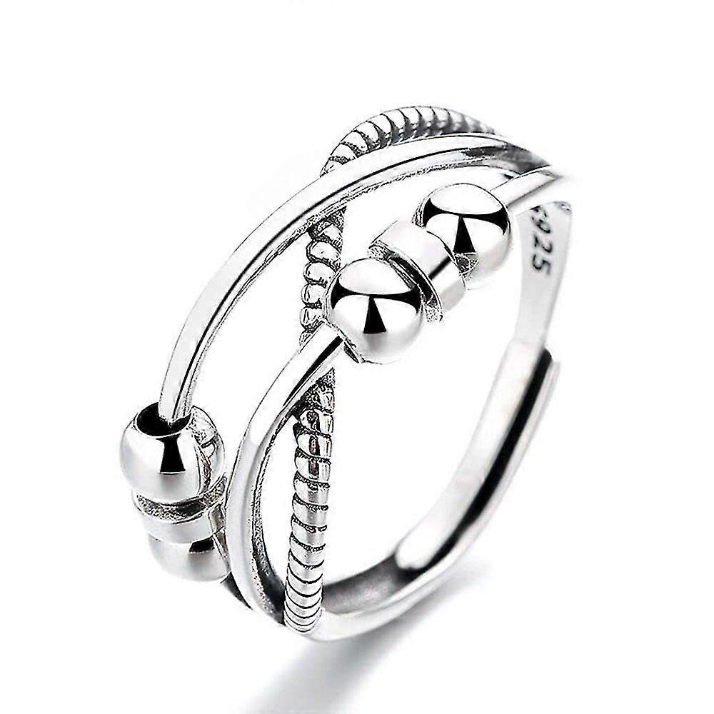 925 Sterling Silver Open Adjustable Swivel Ring For Women